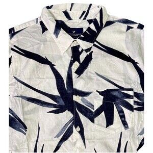 American Eagle Outfitters Seriously Soft Men’s Lg Black White Leaf Print Shirt
